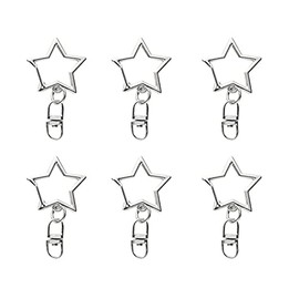 JIHUOO 20 Pcs Metal Star Shape Spring Snap Keychain Clip Swivel Clasp Snap Hook Hanging Buckle with Key Rings Silver