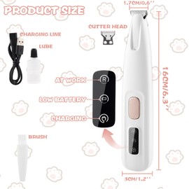 Foydream Tagliacapelli per Cani, Tosatrice per Gatti Elettrico Rasoio Cane tosatrice con luce LED,Impermeabile IPX5 per Cani Gatti Animali Zampa, Orecchio, Occhio, Viso