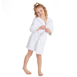 Metzuyan Baby Girls Boys Dressing Gown Fleece Snuggle Robe Hooded White Pink Grey Blue Red Novelty Newborn White 3-4 Years