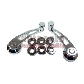 AutoNets Chrome Billet Aluminum 4 1/4 Window Crank Handle Kit Hot Rod Chevy Ford Chrysler