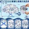Vercraft 60 Pcs Blue Flower Plastic Hand Fans with Bow