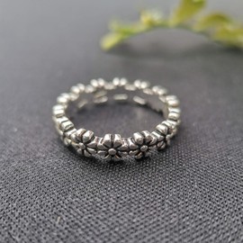 Vintage Small Daisy Silver Ring, Sunflower Ring Tiny Dainty Flower Ring 925 Silver Ring for Women Delicate Everyday Ring Best Ideal Gift, Copper, Silver, No Gemstone
