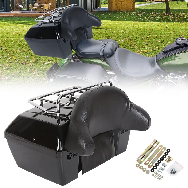 EGO Bike Black Motorcycle Luggage Trunk Compatible with Harley Honda