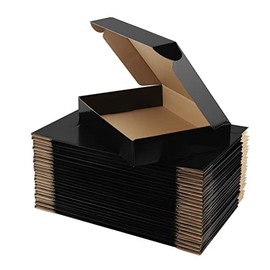 Hoikwo 25 Pack 11x8x2 Small Shipping Boxes for Small Business, Black Packaging Cardboard Boxes, Moving Mailing Packing Box