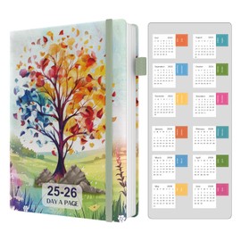 Dzhzal 2025-2026 Academic Diaries A5 Page a Day Hourly Diary with Calendar Stickers, Mid Year Diary 2025-2026, Pen Loop, Bookmarks, Banded Hard Cover and Inner Pocket, 5.8''x8.3''