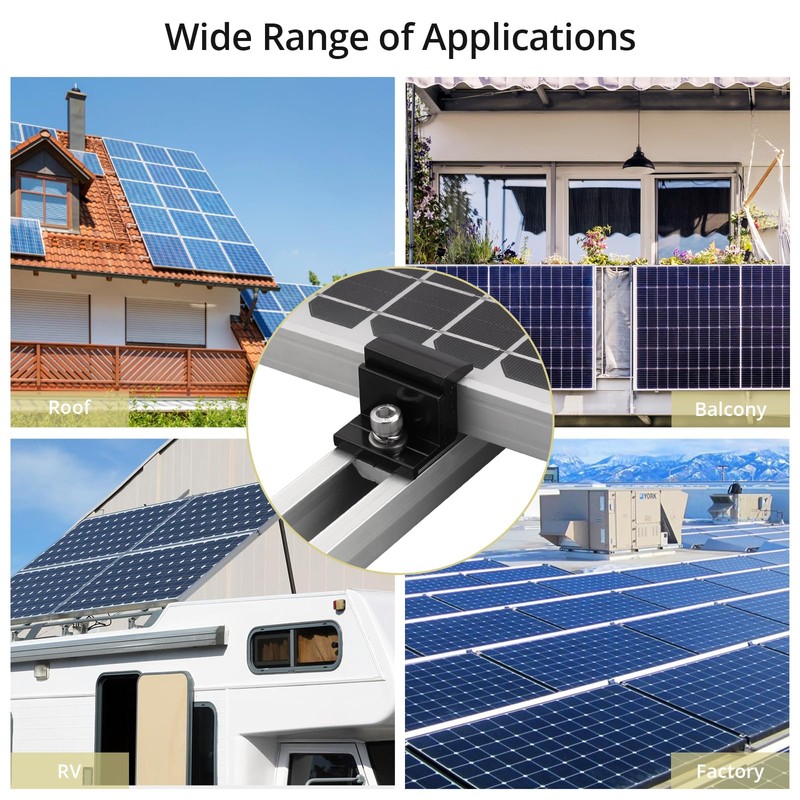 Anbte 10pcs Solar Panel Mounting Brackets 30-50mm Adjustable, Aluminum Solar
