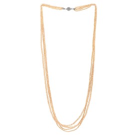 COOLSTEELANDBEYOND Pearl Long Statement Necklace Multi-layer Chain with Crystal Beads Charm Pendant, Metal, No Gemstone