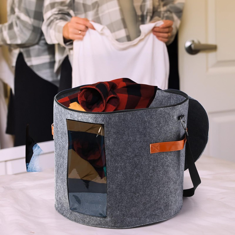 Suzile 4 Pcs Hat Boxes Oversized Round Cowboy Hat Storage