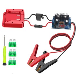 Jumper Cable Alligator Clamps Compatible with Milwaukee M18 18V Battery, 2FT 14AWG Jumper Starter Automotive Booster Power Cables with Fuse & Off/ON & Digital Display for Car Battery Charging