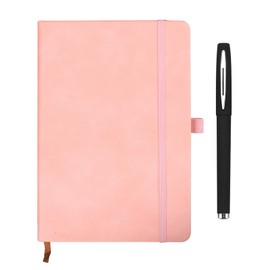 Camwood Journal Notebook - Hardcover A5 Journal With 260 Numbered Pages, Thick 100gsm Paper, Line Ruled, Inner Pen Holder, Leather Notebookbooks For Women, Men, Meeting, School (Pink)