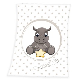 Baby Best Fynn Rhino Fluffy Blanket, Microfibre White, 100 x 75 x 0.5 cm