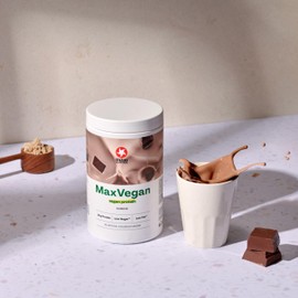 MaxiNutrition Vegan Proteinpulver Schokolade 420g, veganes Eiweißpulver aus Erbsen- & Mandelprotein, frei von Soja & ohne künstliche Aromen, ergibt 14 Protein-Shakes mit 22g Protein, Made in Germany