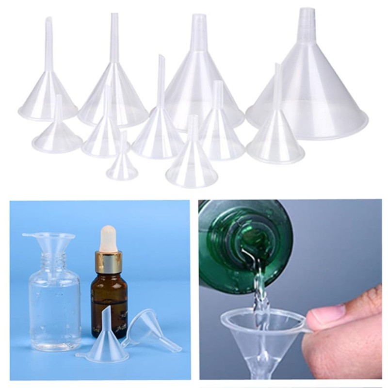CAASFOOY Clear Mini Funnels 40 Pieces in 4 Sizes Polypropylene