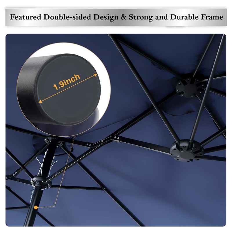 PHI VILLA 15'x9' Extra Large Patio Umbrella (Base Included) Rectangular