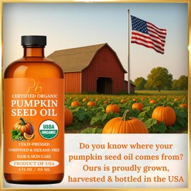 Pomberries Aceite De Semilla De Calabaza – Prensado En Frío Y 100% Puro, Sin Refinar, Aceite De Calabaza Para El Crecimiento Del Cabello, Piel Seca Y Rostro – Hidratante Antienvejecimiento Natural Y A