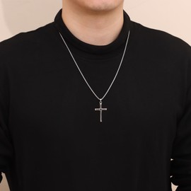 MILACOLATO Sterling Silver Cross Necklace for Men Women, 925 Sterling Silver Rolo Chain with Cross Pendant, 18 Inches