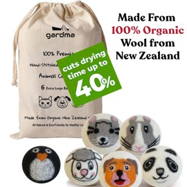 Wool Dryer Balls – 6 XL Organic Wool Balls, Reusable Natural Fabric Softener, Reduce Drying Time, Wrinkles, Static & Laundry Clumping, Eco-Friendly Laundry Balls