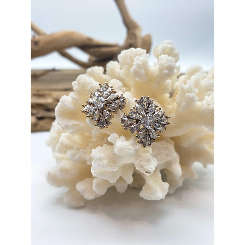 Pendientes chapados en oro 925 con forma de rombo