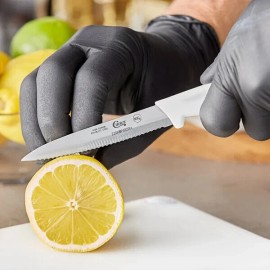 Choice 4" White Serrated Edge Paring Knife - 4" Serrated Edge Paring Knife