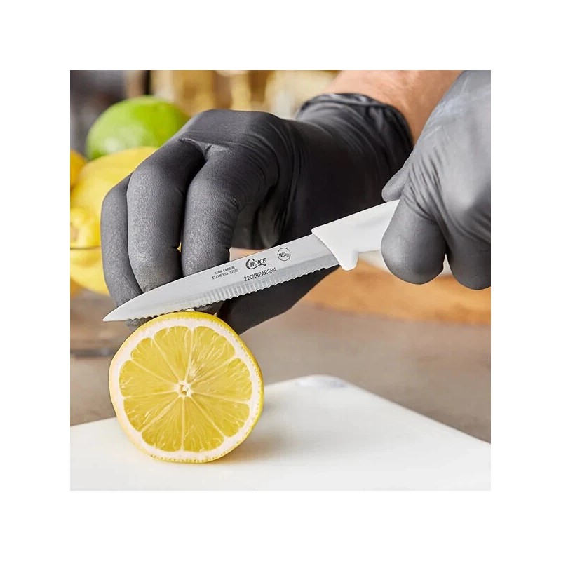 Choice 4" White Serrated Edge Paring Knife - 4" Serrated