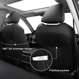 GIANT PANDA Custom Fit 2 Pack Front Car Seat Covers Fit for Jeep Gladiator 2020 2021 2022 2023 2024, Without Cup Holder, Luxury Seat Covers for Car, Faux Leather - (Black)