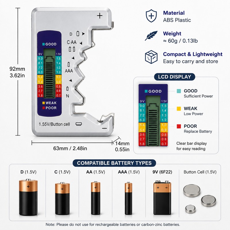 Digital Battery Tester for Home Use – LCD Display Battery