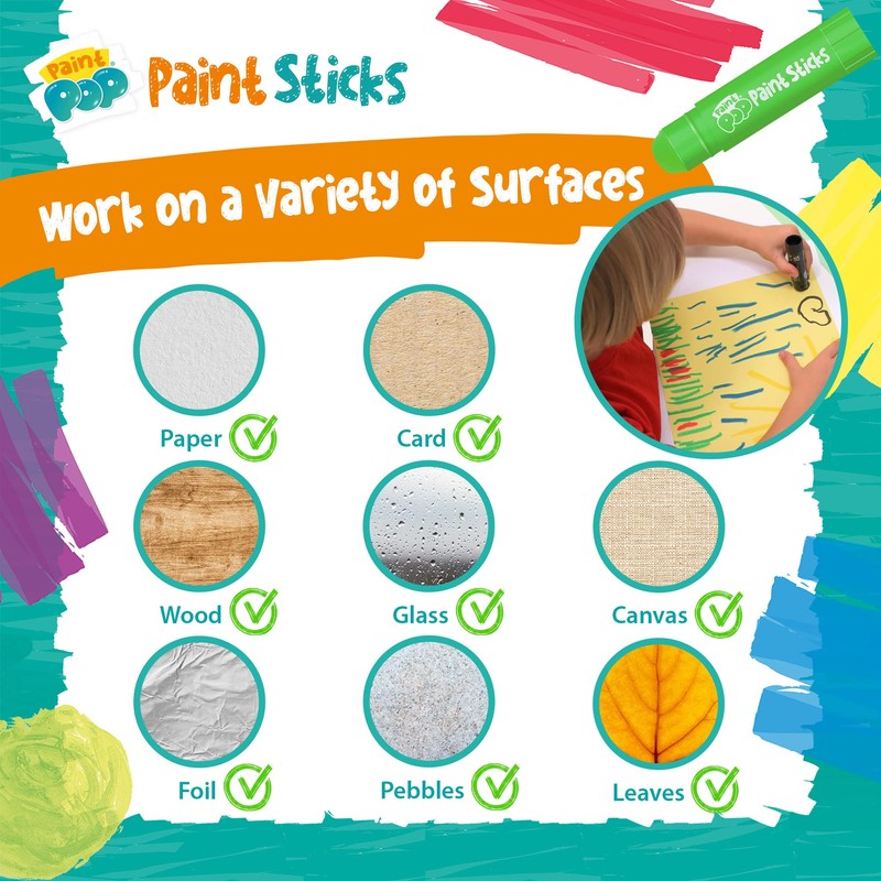Paint Pop Paint Sticks For Kids - 12 Pack Assorted