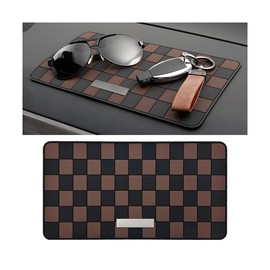Osilly Car Dashboard Anti-Slip Mat, 10.6" x 5.9" Universal PVC Sticky Adhesive Pad for Auto, Multifunctional Vehicle Dash Strong Gripping Pad for Cell Phones Sunglasses Keys GPS Coins (Black/Brown)