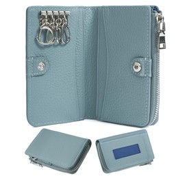 imeetu Key Case, Mini Wallet, Multi Case, Men's, Women's, Smart Key Case, Genuine Leather, 4 Hooks, Compact, Popular, Convenient, Wallet, Card Case, Coin Purse, Multi-functional, Lightweight, smoke