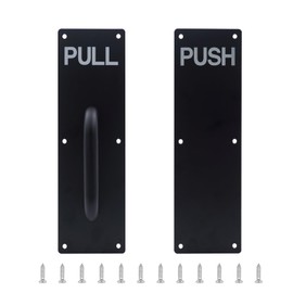 GINZER Push Pull Door Handle Set, Aluminum Alloy Push Pull Plates, Commercial Black Heavy Duty Sliding Door Handles 300 X 80 mm, Perfect for Garage Restaurant & Business Place