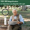 Magnifier with 36 LED Light and Case, 10X 30X Handheld