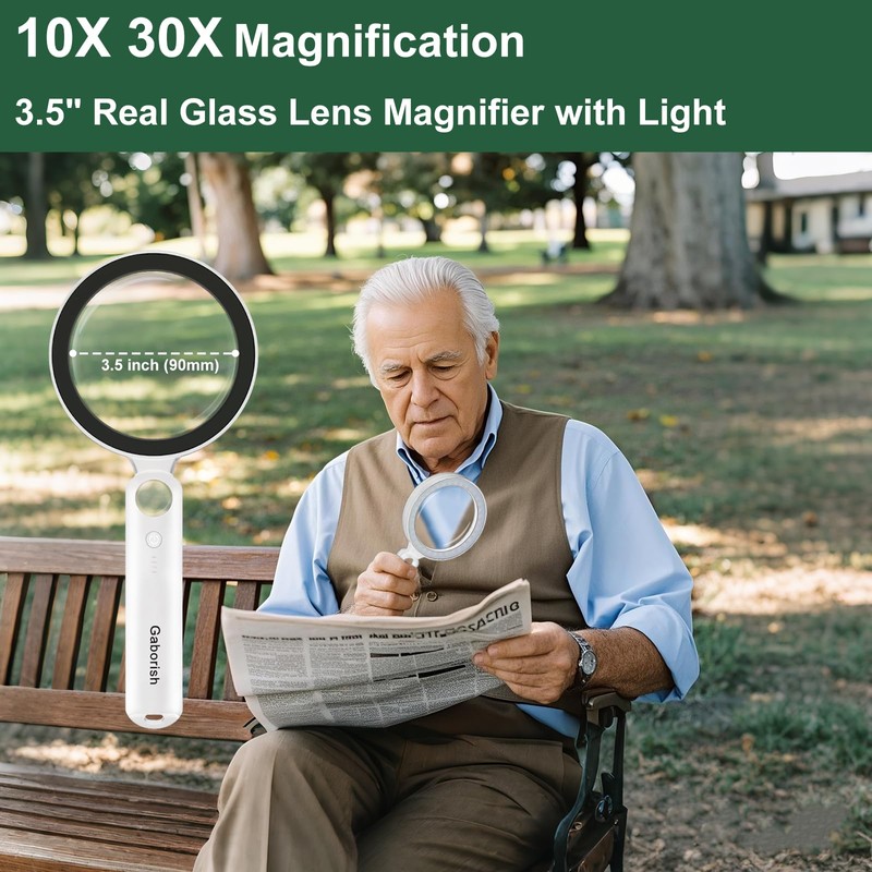 Magnifier with 36 LED Light and Case, 10X 30X Handheld