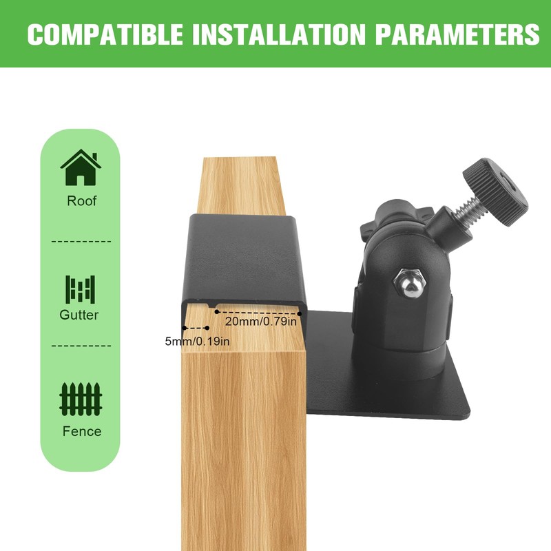 Gutter Mount Solar Panel Gutter Holder for Arlo/Blink/Google/Ring Camera, 360