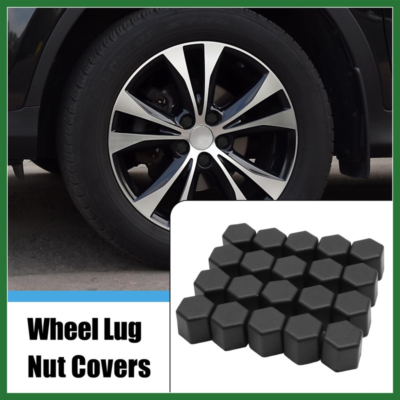 Motoforti 20pcs Black 17mm Car Wheel Nut Lug Hub Covers