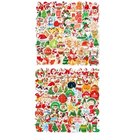 Pitertul 200 Pcs Christmas Theme Stickers for Kids Teens, Vinyl Waterproof Christmas Party Stickers for Gift Tags Christmas Decorations