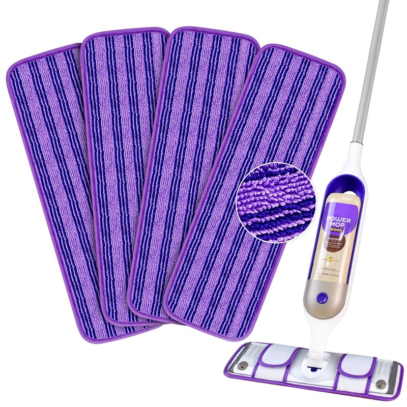 4 Pack Upgraded Reusable Mop Pads Compatible with Swiffer PowerMop,