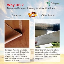 Dulepax RV Awning Fabric Replacement(12'2" Fabric) Heavy Duty 16 oz Vinyl Fabric Awning for Camper, Double-Sided Coating Universal Camper Awning Replacement for All Trailer Awning Brands Brown