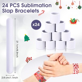HyDren 24 Pcs Sublimation Slap Bracelets Blanks Bulk Items White Party Slap Bracelets Wristbands Snap Wrist Bands Bulk for DIY Crafts Easter Party Favors Classroom Prizes Exchanging Gifts