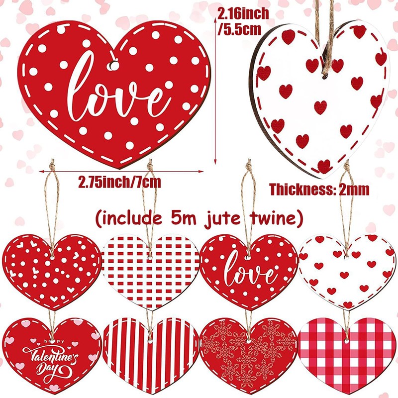 24 Pcs Wooden Love Heart Shape Craft