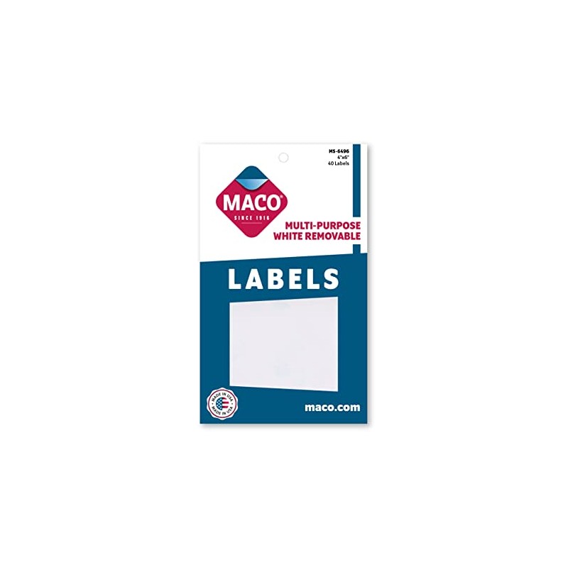 MACO White Rectangular Multi-Purpose Labels, 4 x 6 Inches, 40