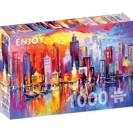 Rompecabezas 1000 Piezas para Adultos - Nueva York al Atardecer, Pintado  Acabado Mate antirreflejos  Rompecabezas Divertido y exigente  68 x 48 cm