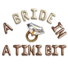 A Bride in Tini Bit Letter Balloons with Diamond Ring for Espresso Theme Bachelorette Party Decoration