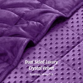 Wemore Minky Dot Weighted Blanket for Adults King Size 25 lbs, Soft Cozy Heavy Blanket for Bed and Couch, Breathable Blanket for All-Season with Glass Beads, Purple 80 x 87 inches
