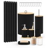 22Pcs Matte Black Bathroom Accessories Set Shower Curtain Decor Kit