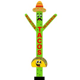 20ft Tacos Air Inflatable Dancer Puppet with Sombrero Hat - Eye-Catching Taco Burritos & Taqueria Advertising for Mexican Restaurants Events Promotions – Durable Colorful Sky Tubeman (Without Blower)