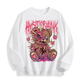 Gothic Monster Bear Horror Graphic Crewneck Sweatshirt, US Warehouse, 6 ColorsSize: M, Color: Ivory