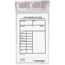 BankSupplies Cash Transmittal Bags | Case of 500 | 6W x 9H | Tamper Evident | Clear Polyurethane Film & Side Weld Seams | Audit Friendly | for Currency, Coin, Checks & Receipts