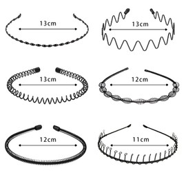 HUAZONTOM Men's Hair Band, For Cleansing, Hair Clip, Women's, Cute, Painless, Stylish, Men's Fashion, Hair Band, Black, For Rooms, Corrugated, Simple, Coil Headband, Wire, Headband, Slim, Anti-Slip,