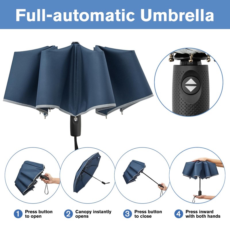 G4Free 42 Inch Windproof Folding Umbrella for Rain & Sun,