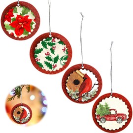 ZKGYUS 4 PCS Weihnachten Basteln, Weihnachten Weihnachtsanhänger, Weihnachten Holzanhänger, Vögelchen Anhänger, Weihnachtsbaum Anhänger, Christbaumschmuck, Holzdeko